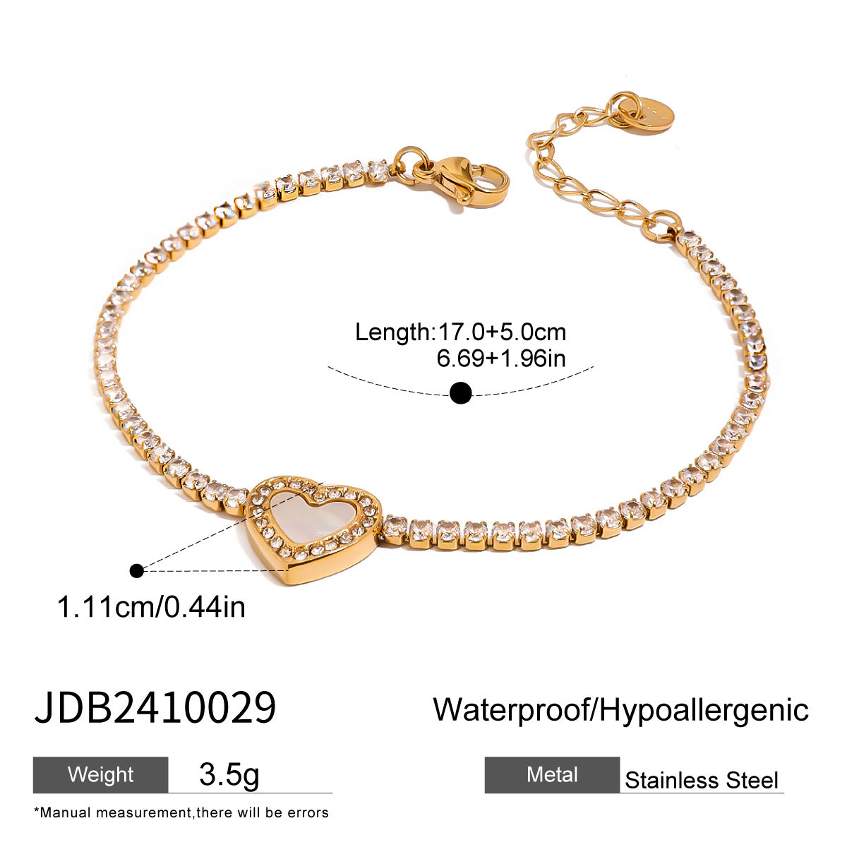 Damen Armband mit verstellbarem Verschluss und herzförmigem Anhänger Shop Nory