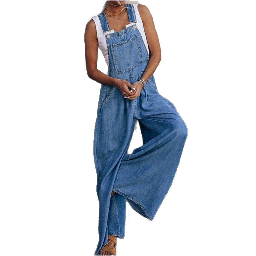 Damen Weite Denim-Latzhose im Palazzo‑Stil Shop Nory