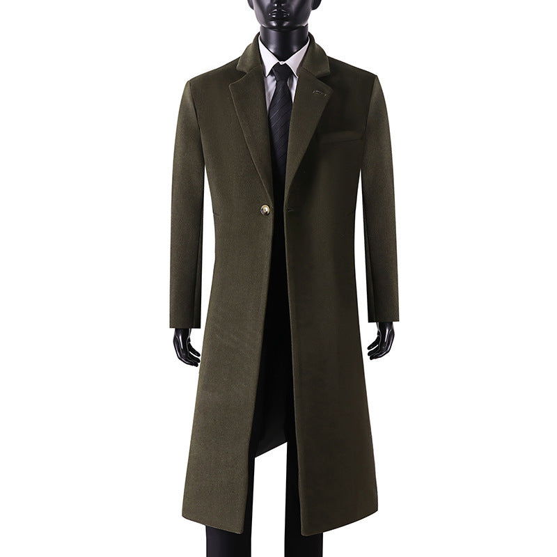 Herren Eleganter Longcoat aus Wollmix mit schmaler Silhouette und Ein-Knopf‑Verschluss Shop Nory