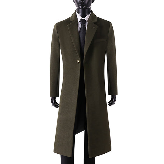 Herren Eleganter Longcoat aus Wollmix mit schmaler Silhouette und Ein-Knopf‑Verschluss Shop Nory
