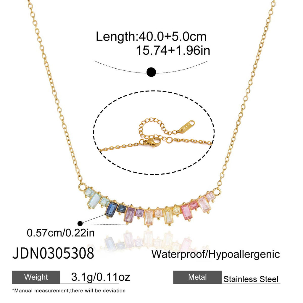 Damen Halskette mit bunten Zirkonia-Anhängern aus hypoallergenem Edelstahl Shop Nory
