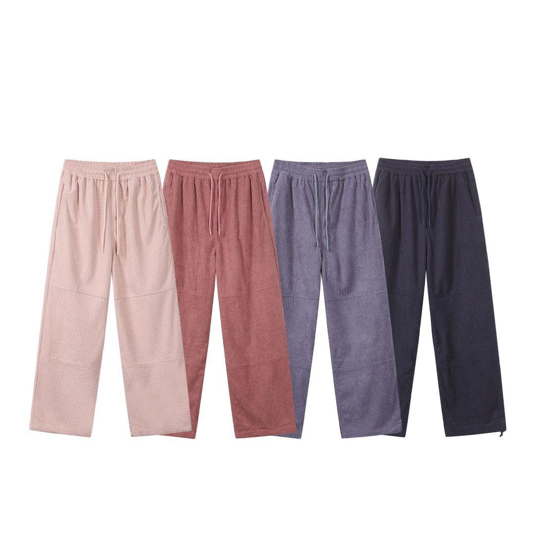 Damen Waffelstrick-Loungehose mit weitem Bein, elastischem Bund und Tunnelzug Shop Nory