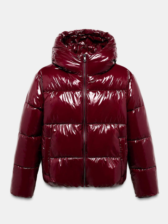 Damen Hochglanz Steppjacke mit hohem Kragen