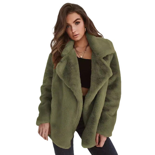 Damen Kuscheliger Oversized Kunstpelz-Mantel mit großem Reverskragen Shop Nory