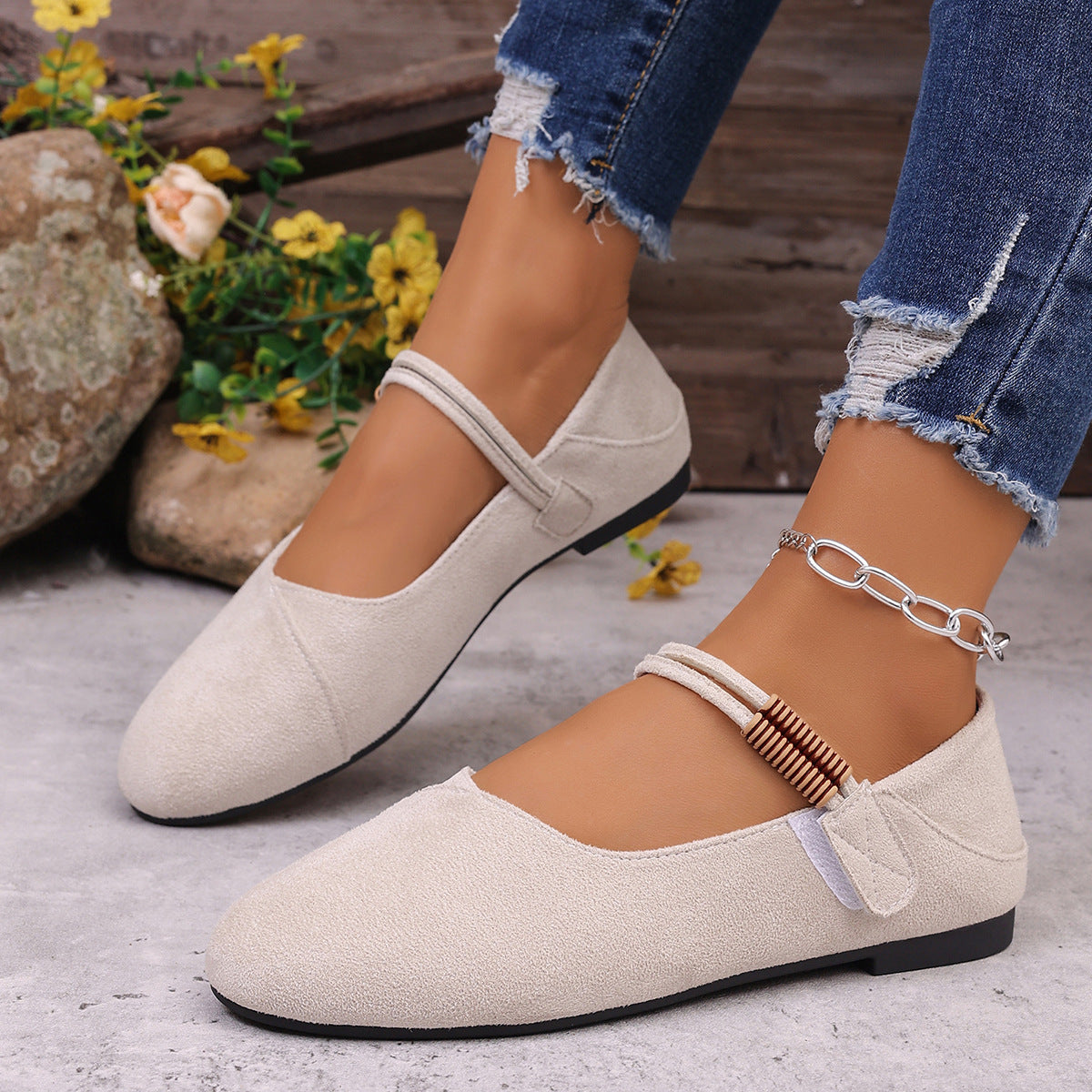 Damen Ballerinas mit verstellbarem Riemen