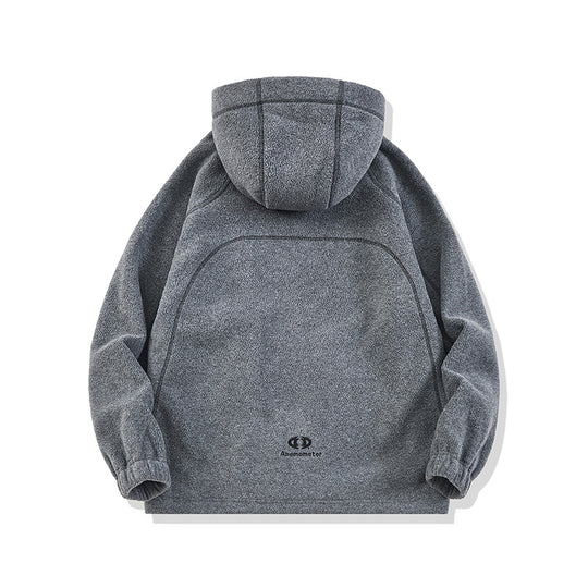 Unisex Oversize Fleece-Kapuzenjacke mit Kontrastnähten und Reißverschlusstaschen Shop Nory