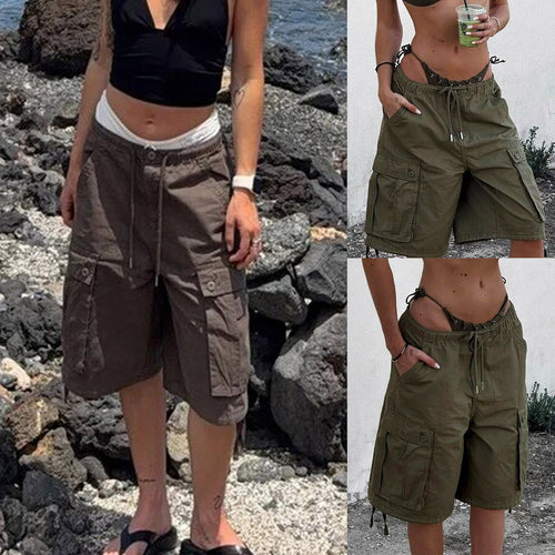 Damen Cargo-Shorts mit elastischem Bund und praktischen Seitentaschen