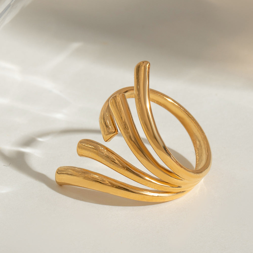 Damen Offener Ring mit modernem, geschwungenem Design aus hypoallergenem Edelstahl Shop Nory