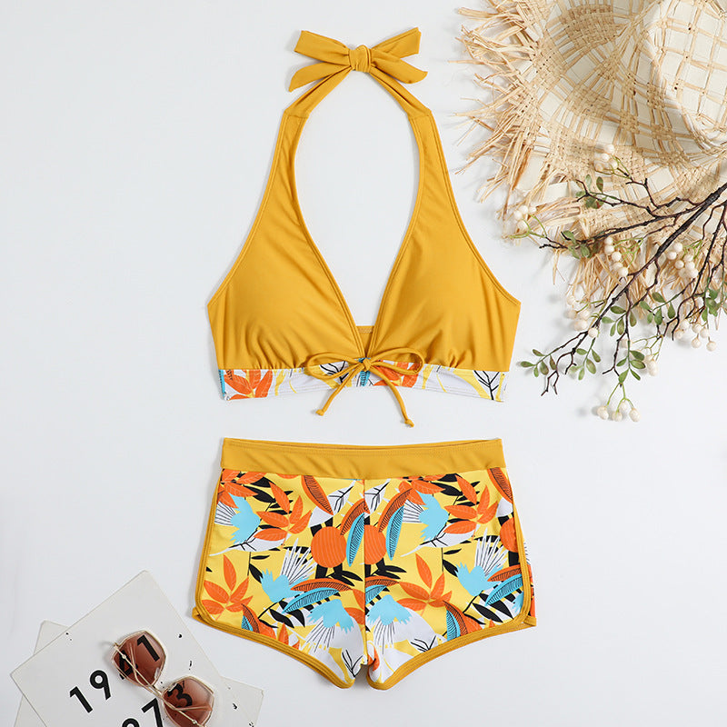 Damen Bikini-Set mit floralem Muster und herausnehmbarem Push-Up-BH