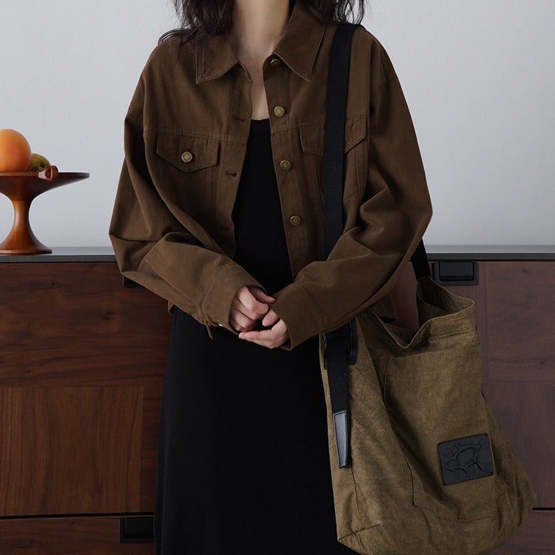 Damen Modische Oversized-Jacke mit Knöpfen und praktischen Taschen Shop Nory