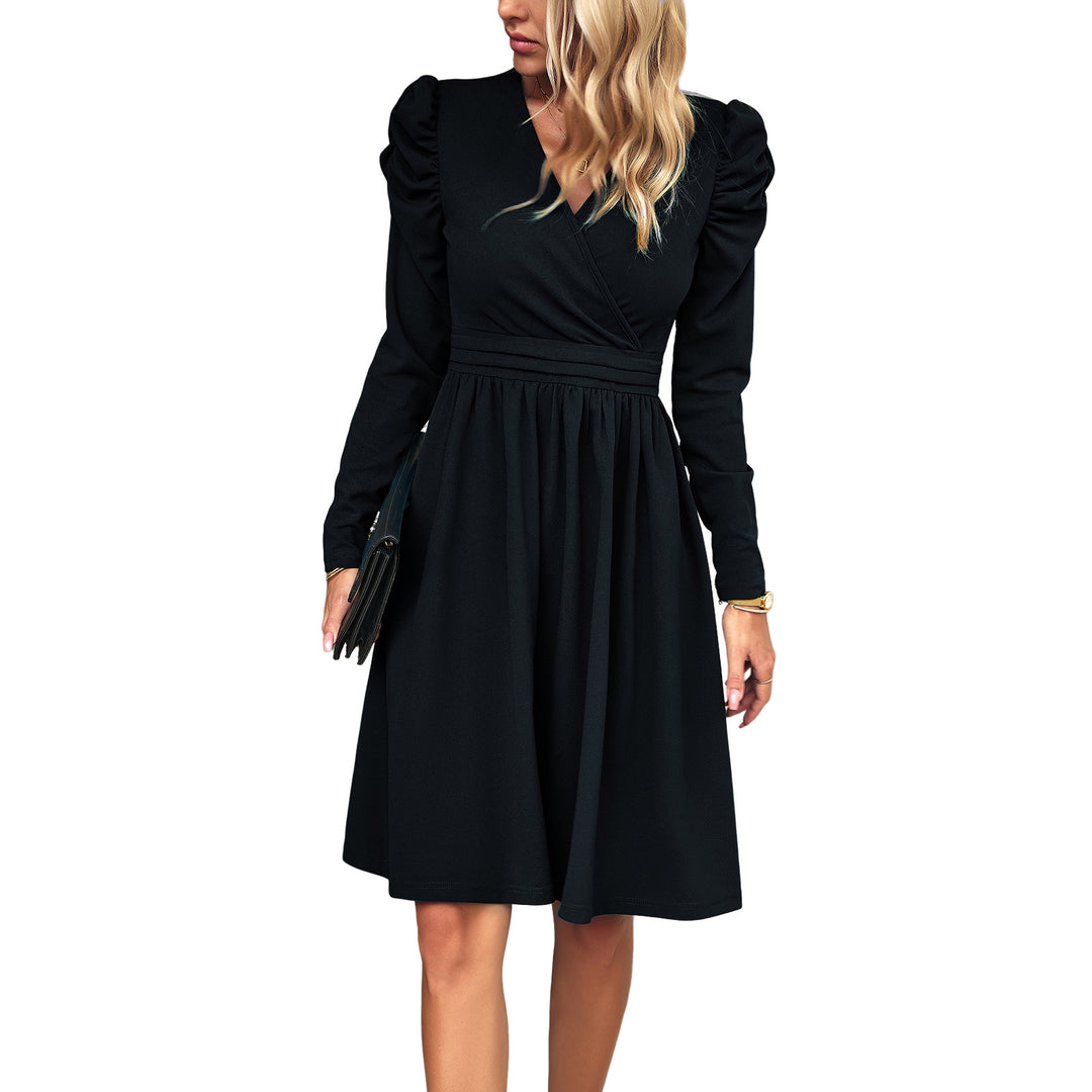 Damen nan Wickel-Midikleid mit Puffärmeln, betonter Taillenpasse und weit schwingendem Rock Shop Nory