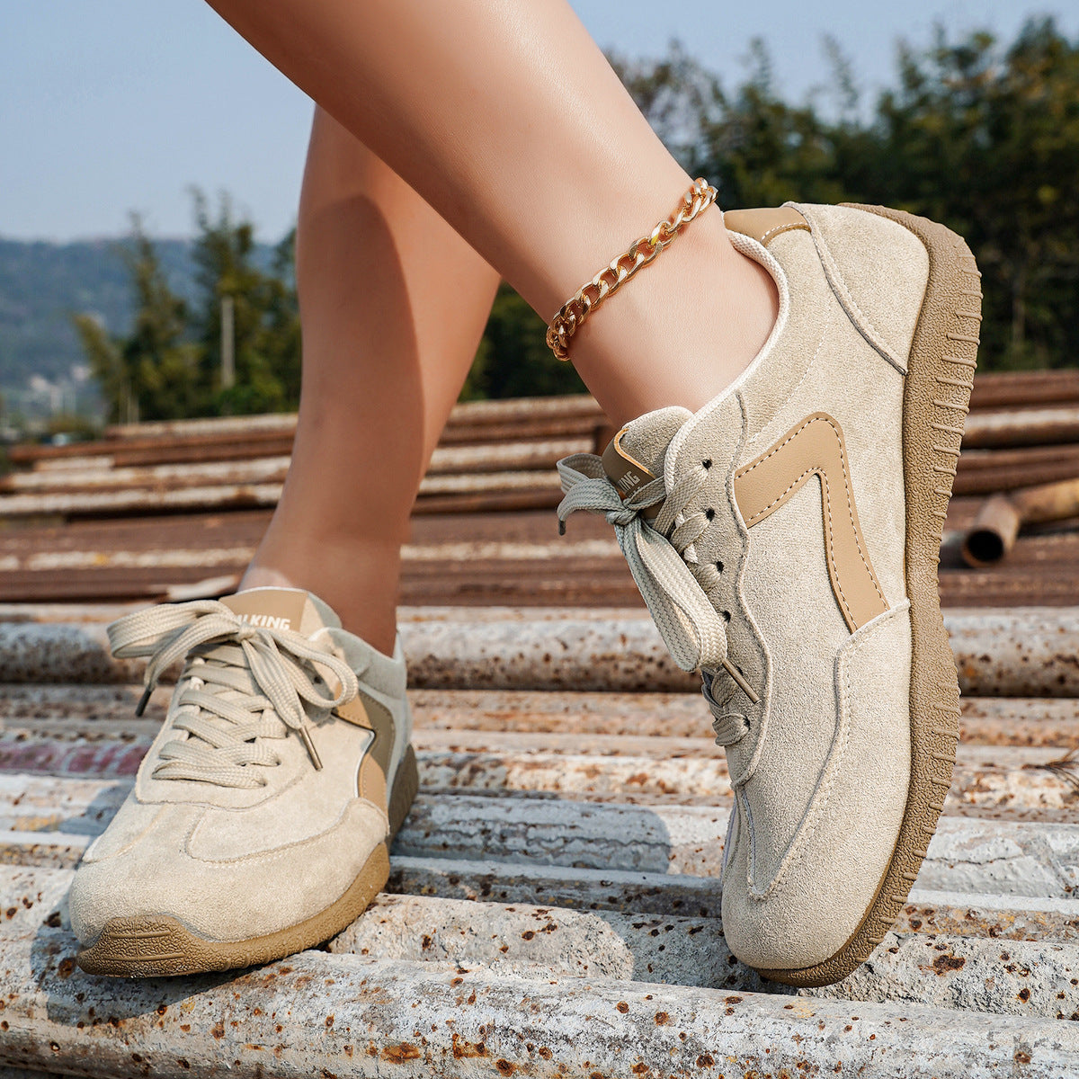 Damen Casual Sneakers aus hochwertigem Wildleder mit rutschfester Sohle