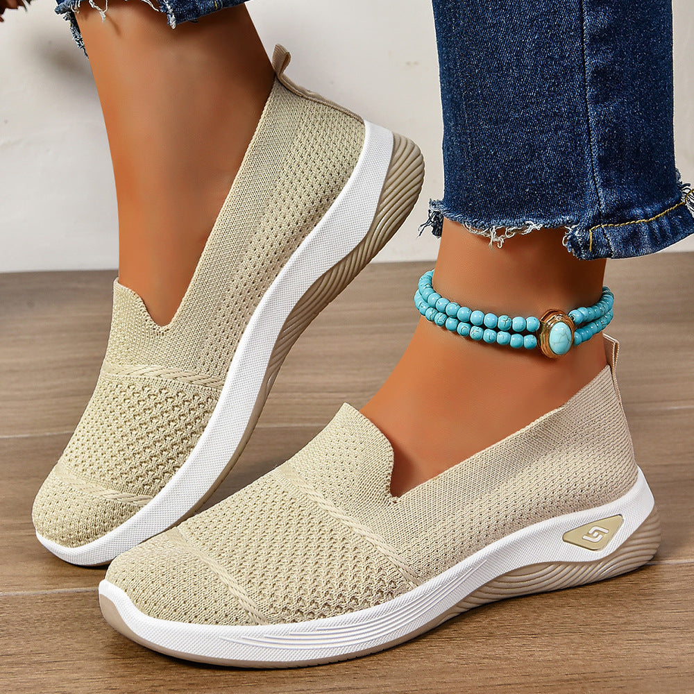 Damen Leichte Slip-On Freizeitschuhe mit atmungsaktiver Strickoberfläche