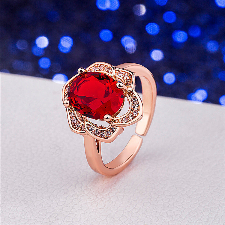 Damen Schmuckring mit floralem Design und funkelndem Hauptstein Shop Nory