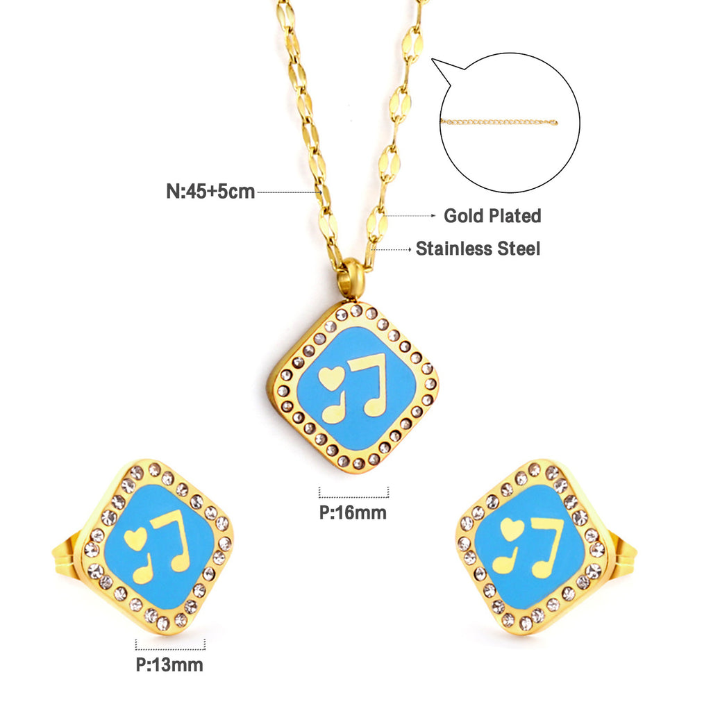 Damen Edelstahl Schmuckset mit quadratischem Anhänger und passenden Ohrringen Shop Nory