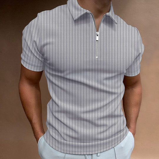 Herren Kurzarm Polo-Hemd mit Reißverschluss und strukturiertem Design