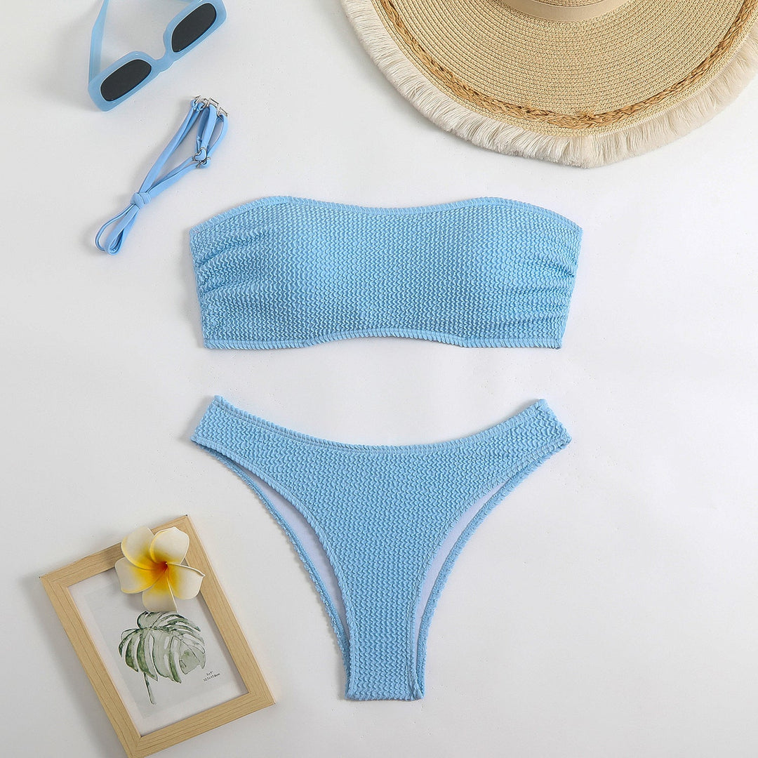 Damen Bandeau-Bikini-Set mit strukturiertem Oberteil und klassischem Schnitt