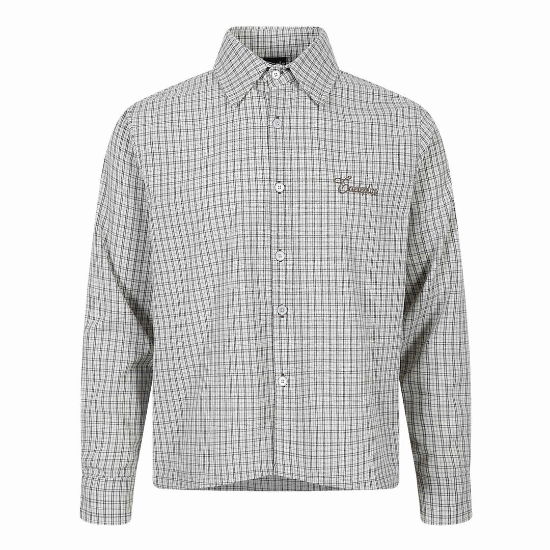 Herren Kariertes Gingham-Hemd mit Button-Down-Kragen und Bruststickerei Shop Nory