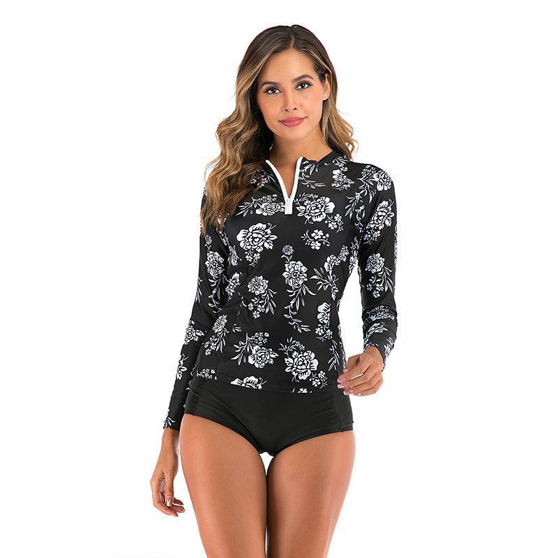 Damen UV-Schutz Rashguard mit floralem Muster