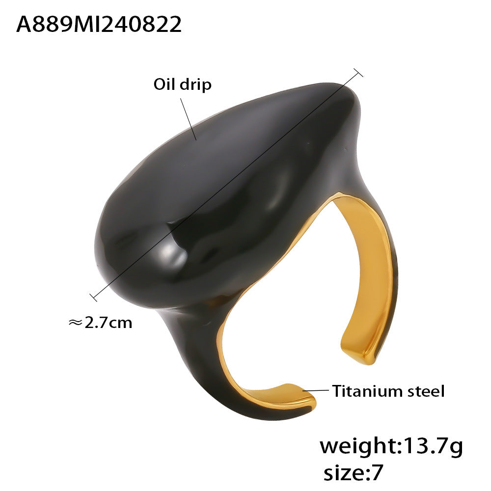 Damenring mit tropfenförmigem Design aus Titanstahl Shop Nory