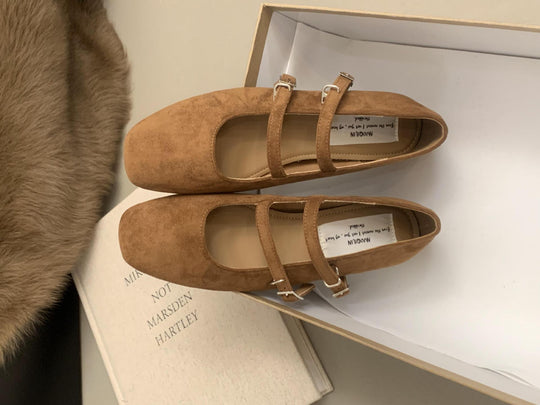 Damen Ballerina-Pantoletten mit modischem Riemchen und komfortablem Fußbett