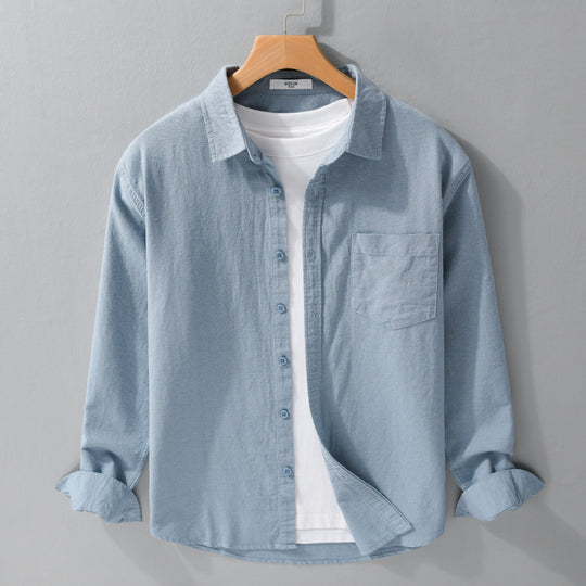 Herren Soft‑Touch Baumwollmix Overshirt im Layering‑Look mit Brusttasche Shop Nory