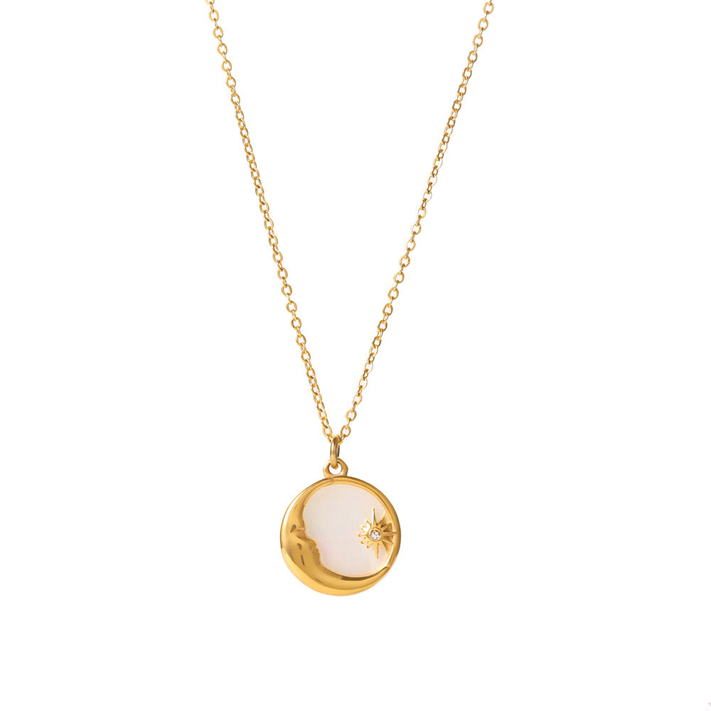 Damen Halskette mit elegantem Mond- und Sonnenanhänger aus hypoallergenem Edelstahl Shop Nory