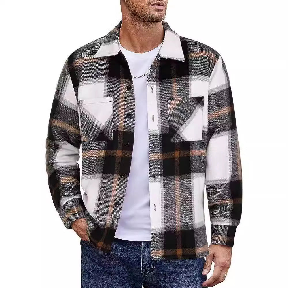 Herren lässige Karomuster Hemdjacke