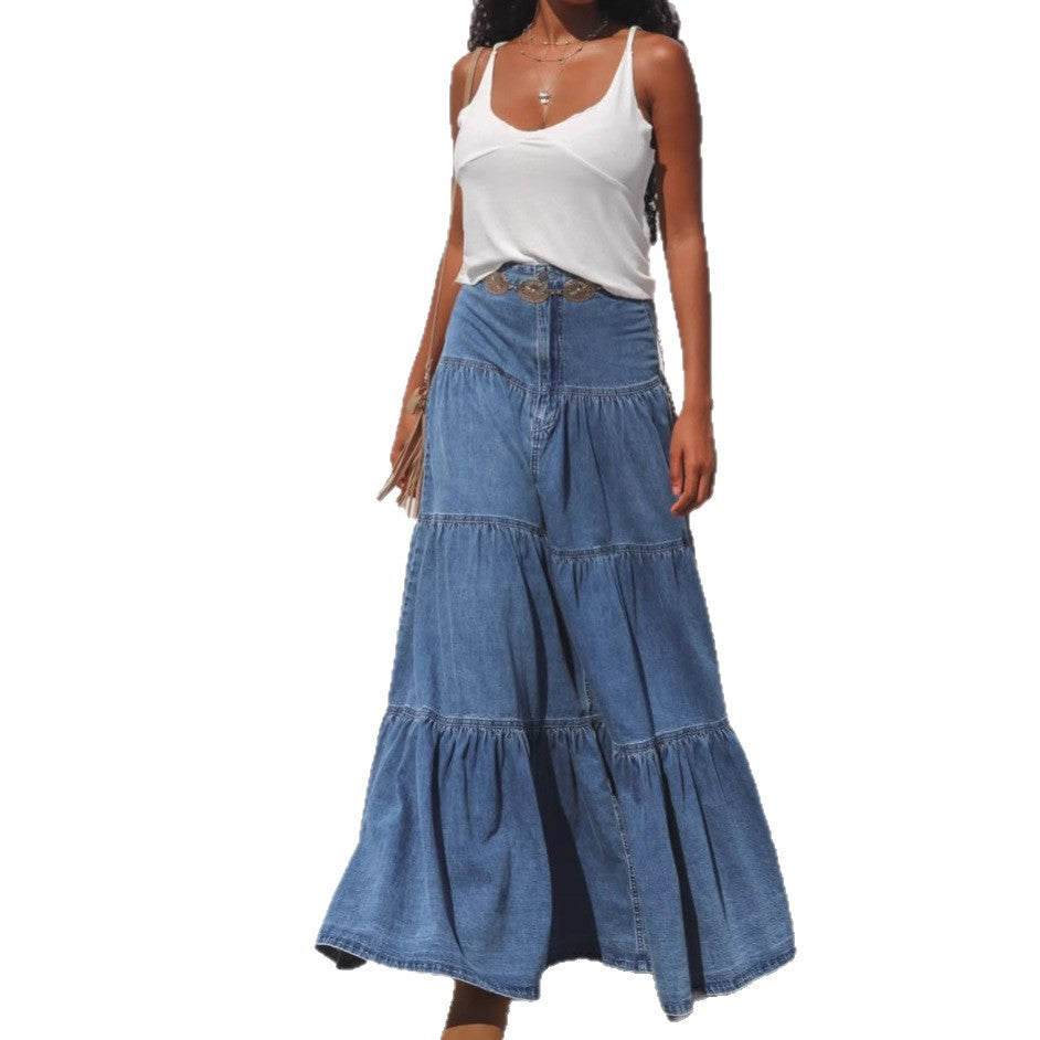 Damen luftiges Jeanskleid