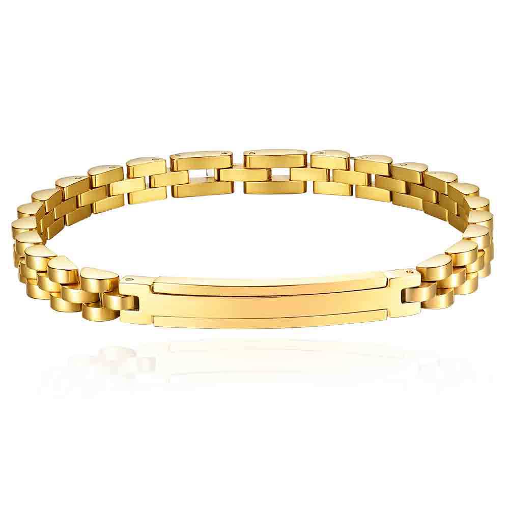 Damen Armband mit modernem Gliederdesign und gravierbarem Plättchen Shop Nory