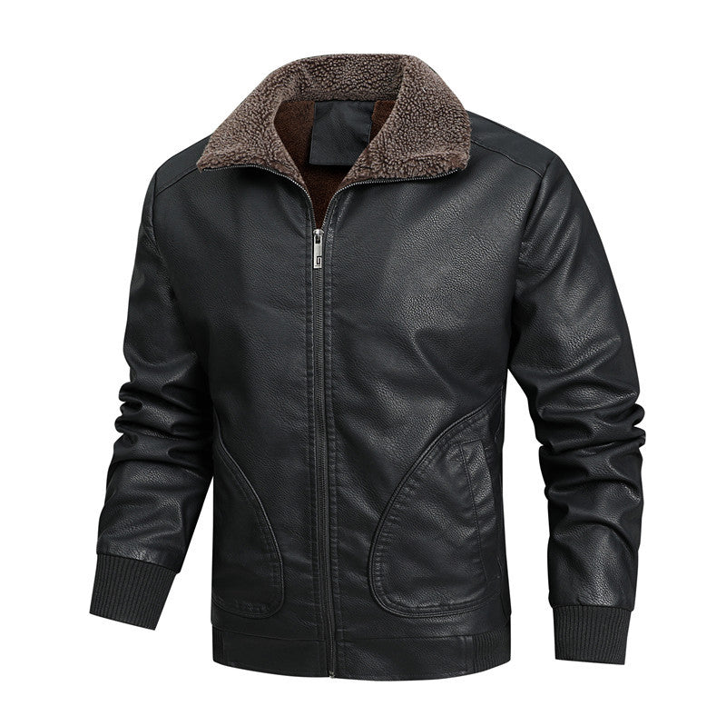Herren Gefütterte Kunstleder-Fliegerjacke mit Teddyfutter und Rippenbündchen Shop Nory