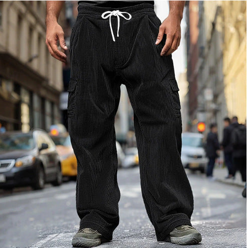 Herren Cord-Optik Cargo-Jogger mit Tunnelzug, elastischem Bund und aufgesetzten Klapptaschen Shop Nory