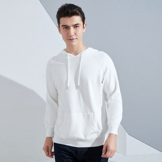 Herren Leichter Kapuzen-Feinstrickpullover mit Kängurutasche und Raglanärmeln Shop Nory