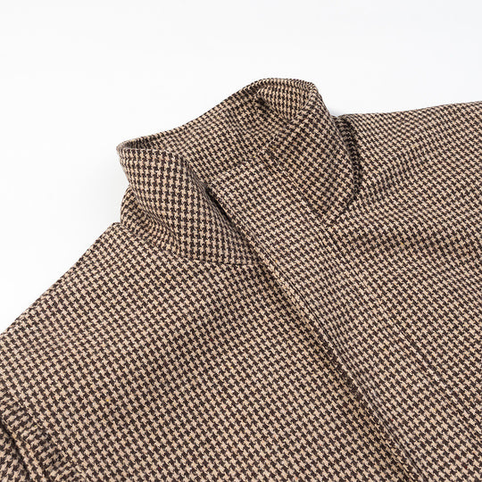 Damen Kurze Oversize-Übergangsjacke im Hahnentritt-Muster mit Stehkragen und elastischem Saum Shop Nory