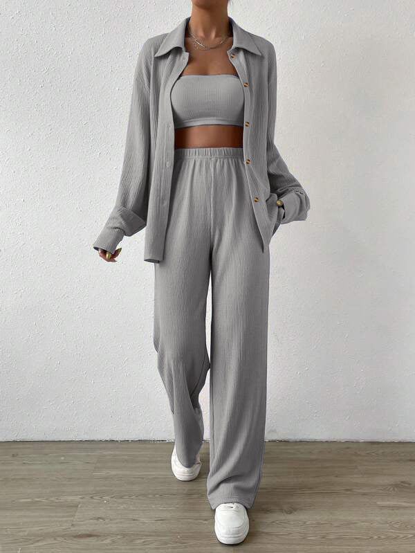 Damen Zweiteiliges Lounge-Set mit Oberteil und weiter Hose