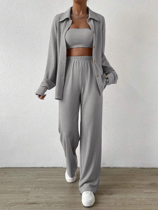 Damen Zweiteiliges Lounge-Set mit Oberteil und weiter Hose