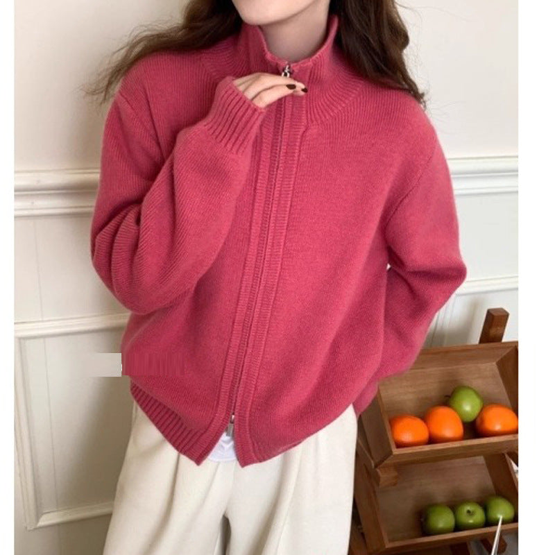Damen Modische Strickjacke mit leichtem Reißverschluss Shop Nory