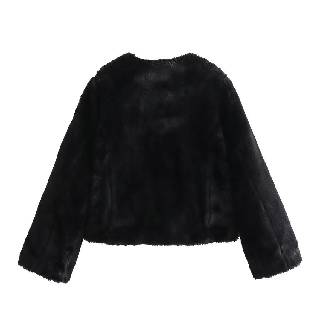 Damen Kurz geschnittene Teddyjacke mit Knebelverschlüssen und aufgesetzten Taschen Shop Nory