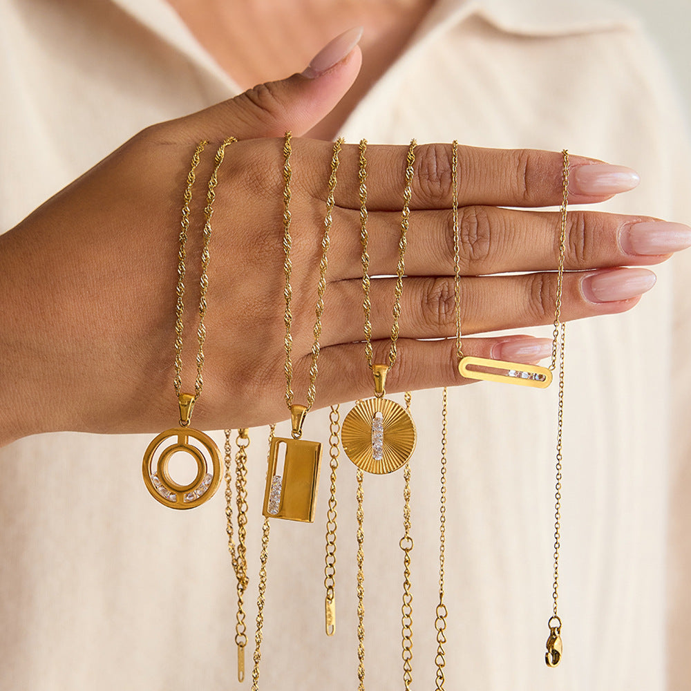 Damen Halskette mit modernem Anhänger und verlängerbarem Design Shop Nory