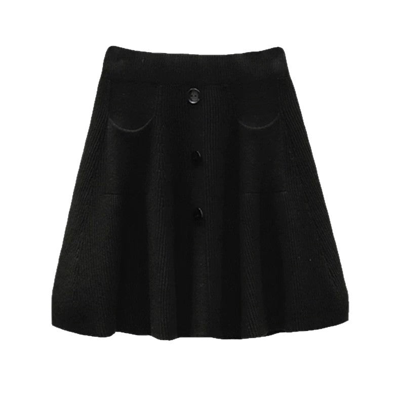 Damen Eleganter Strickrock mit Knöpfen Shop Nory