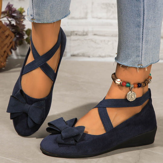 Damen Ballerina-Schuhe mit verstellbaren Riemen und elegantem Schleifendetail