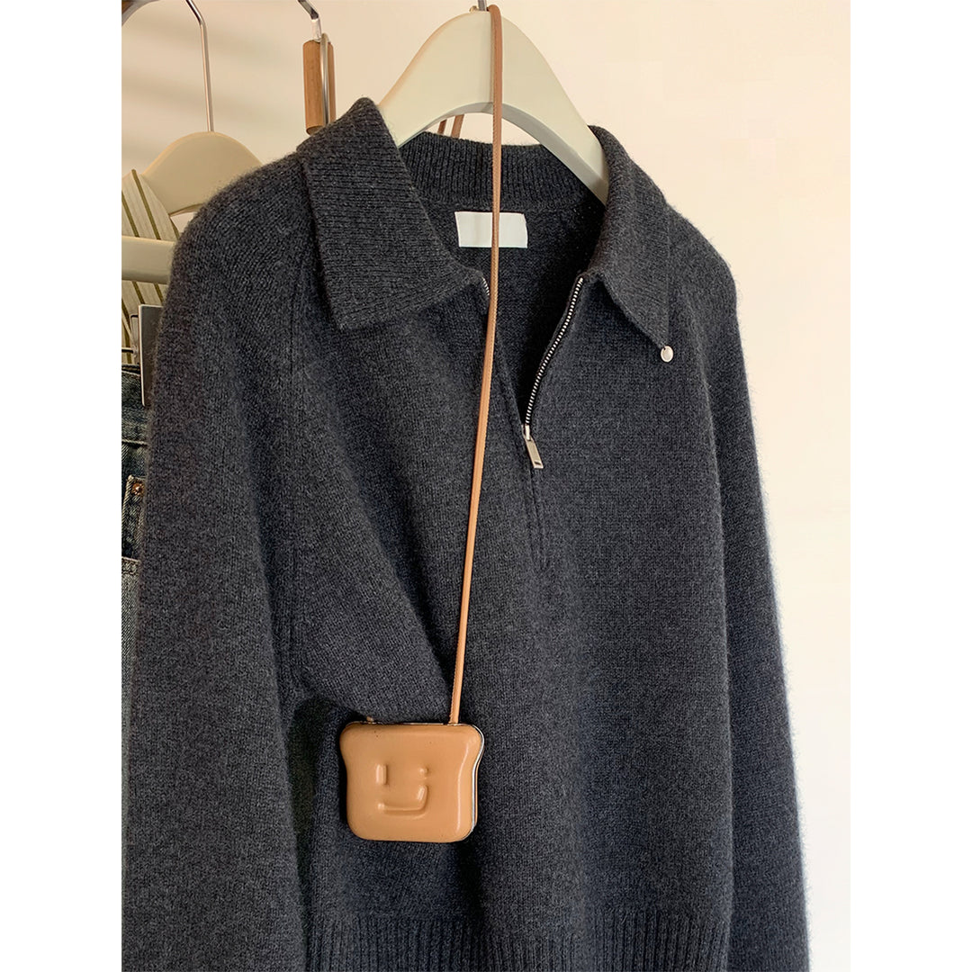 Damen Modischer Pulli mit Stehkragen und Reißverschluss Shop Nory