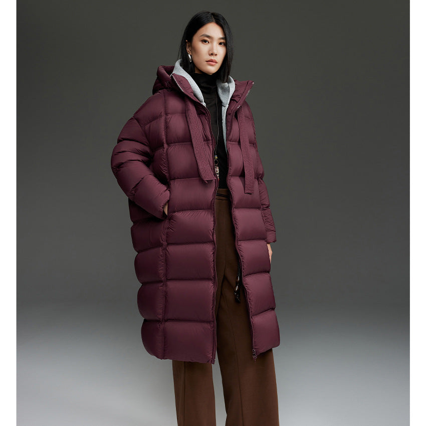 Damen Oversized Stepp-Daunenmantel mit Kapuze und verlängerter Silhouette Shop Nory