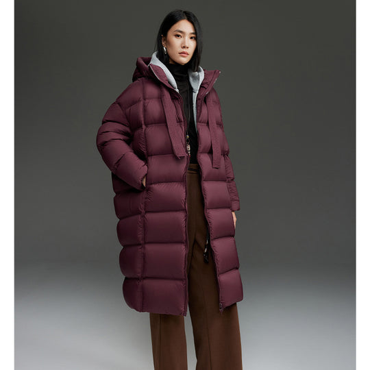 Damen Oversized Stepp-Daunenmantel mit Kapuze und verlängerter Silhouette Shop Nory