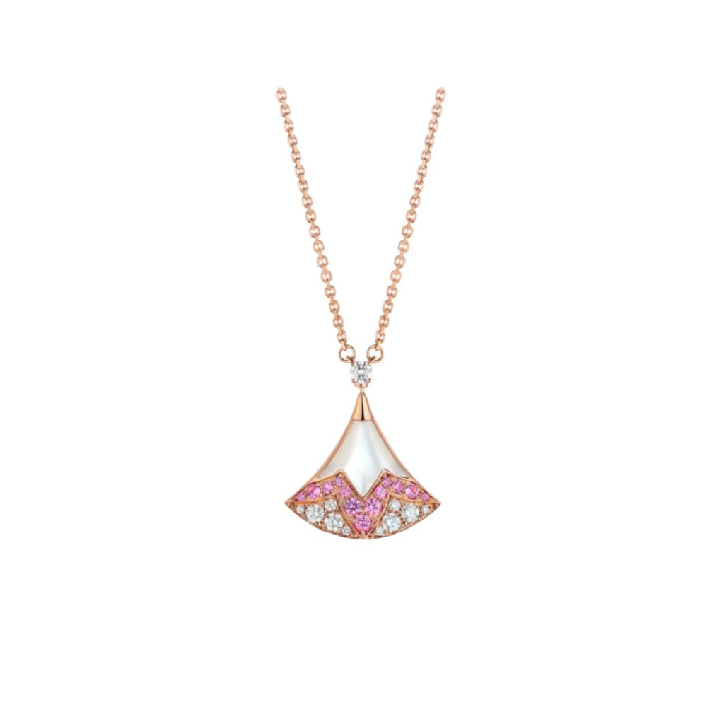 Damen Halskette mit luxuriösem Anhänger aus feinem Muschelmosaik und funkelnden Kristallen Shop Nory