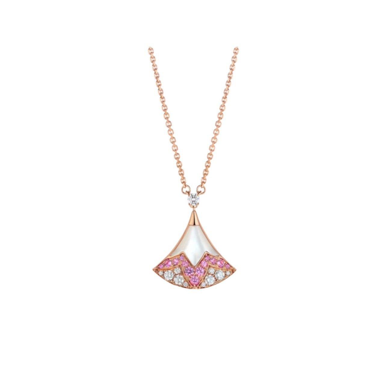 Damen Halskette mit luxuriösem Anhänger aus feinem Muschelmosaik und funkelnden Kristallen Shop Nory