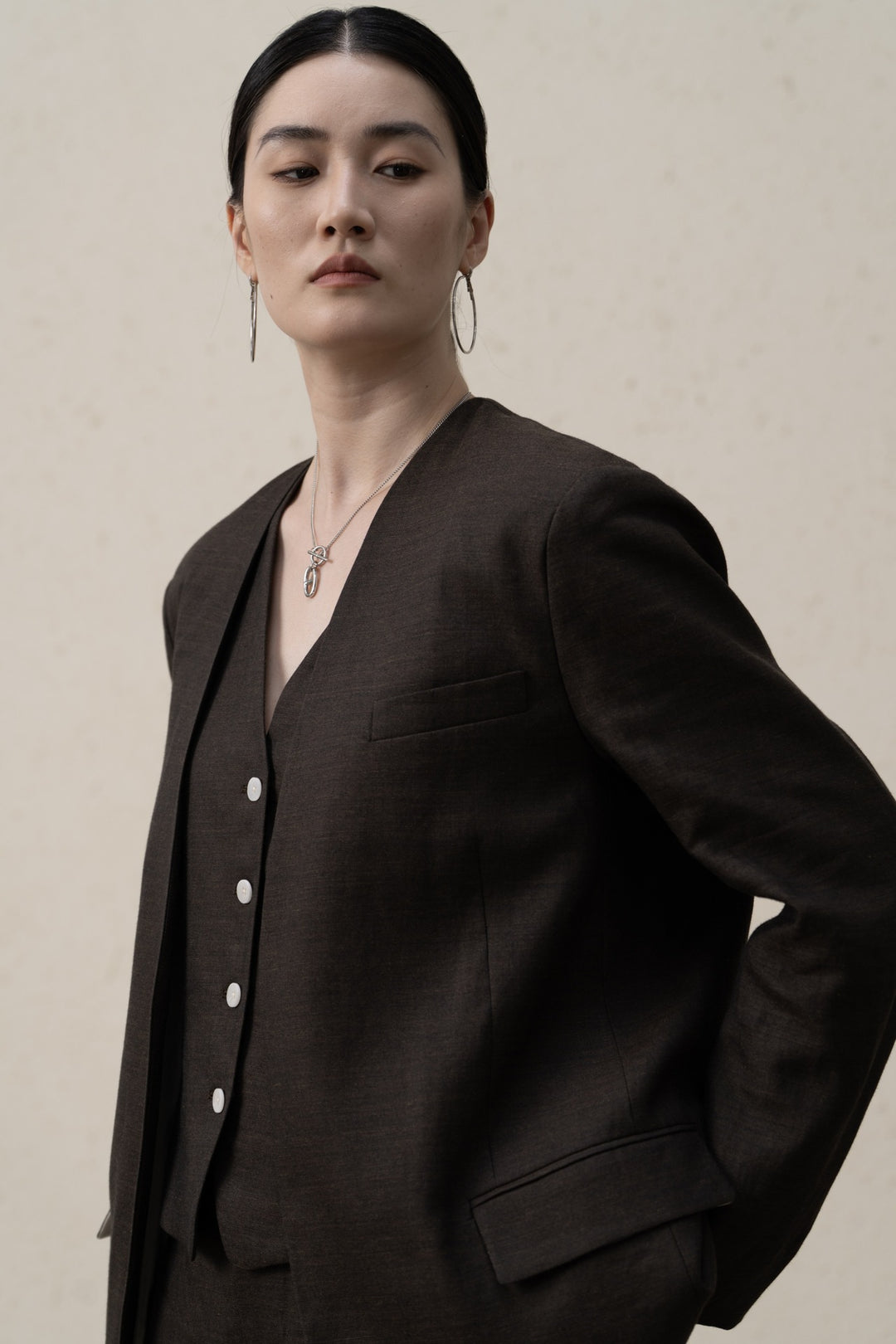 Damen Maßgeschneiderter Leinen-Blazer Shop Nory