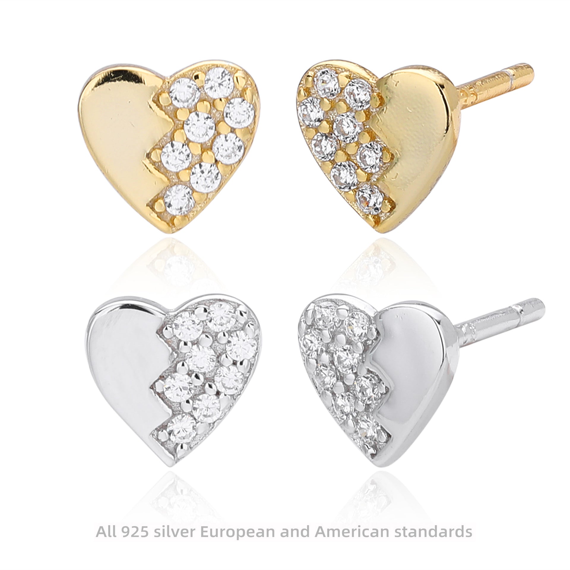 Damen Ohrstecker im herzförmigen Design mit funkelnden Zirkonia Shop Nory
