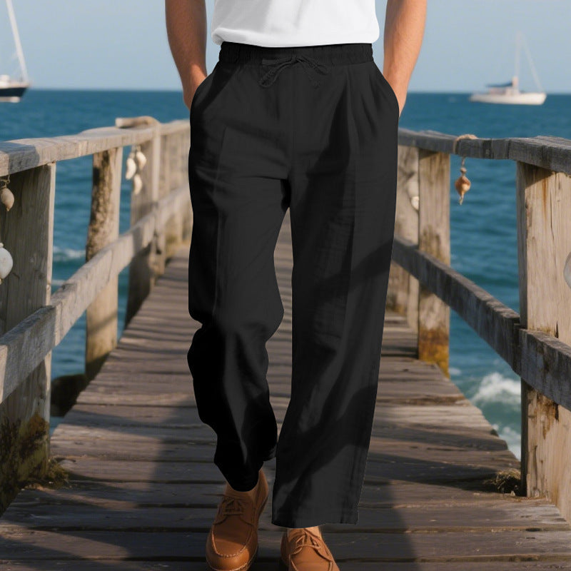 Herren luftige Freizeithose mit elastischem Bund und seitlichen Taschen Shopnory