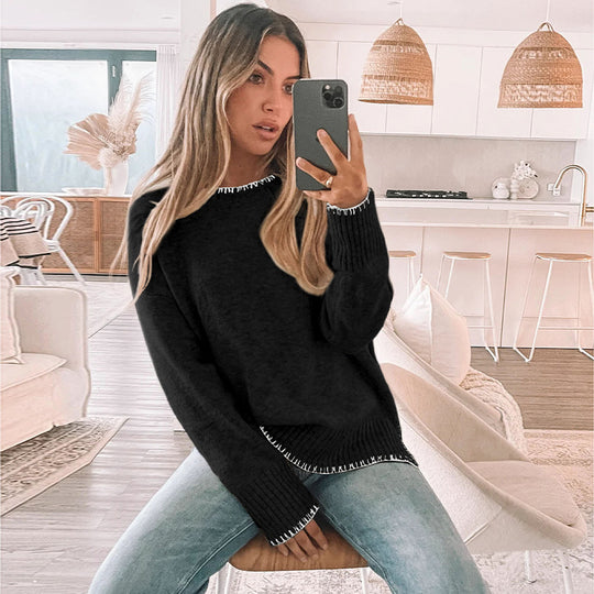 Damen Lässiger Strickpullover mit Rippdetails Shop Nory